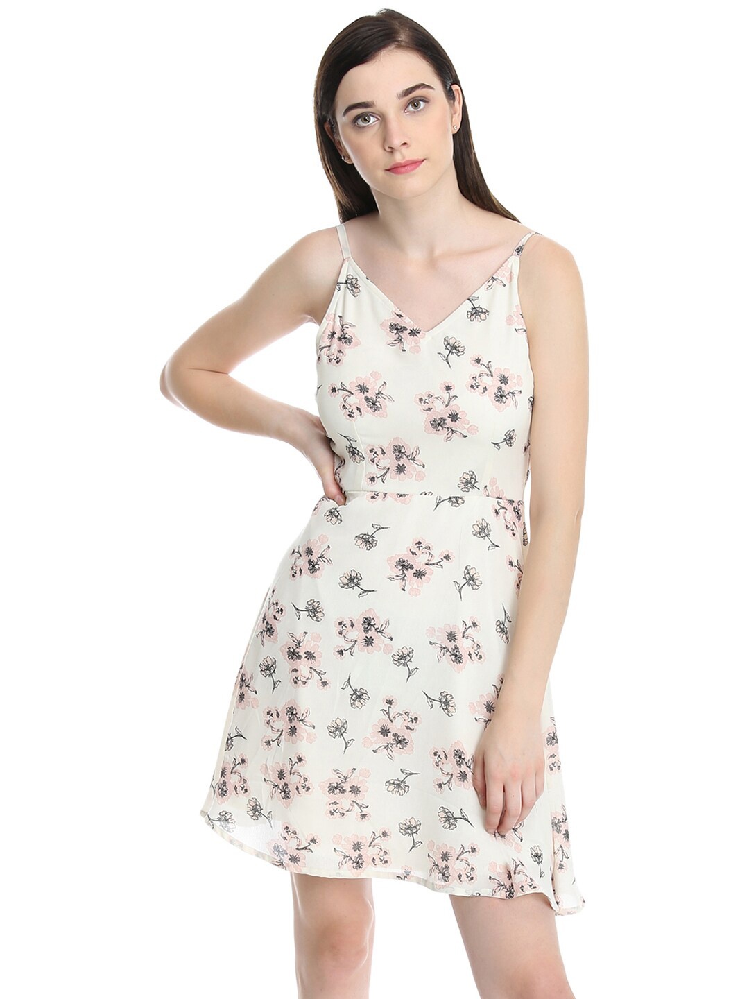 

DODO & MOA Floral Printed Crepe Dress, Off white