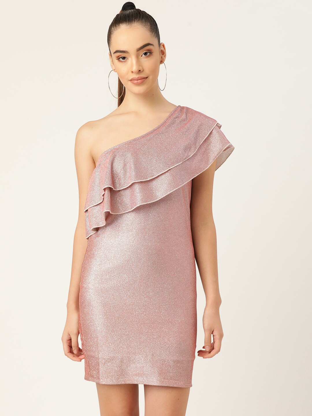 

DODO & MOA One Shoulder Satin Bodycon Dress, Pink