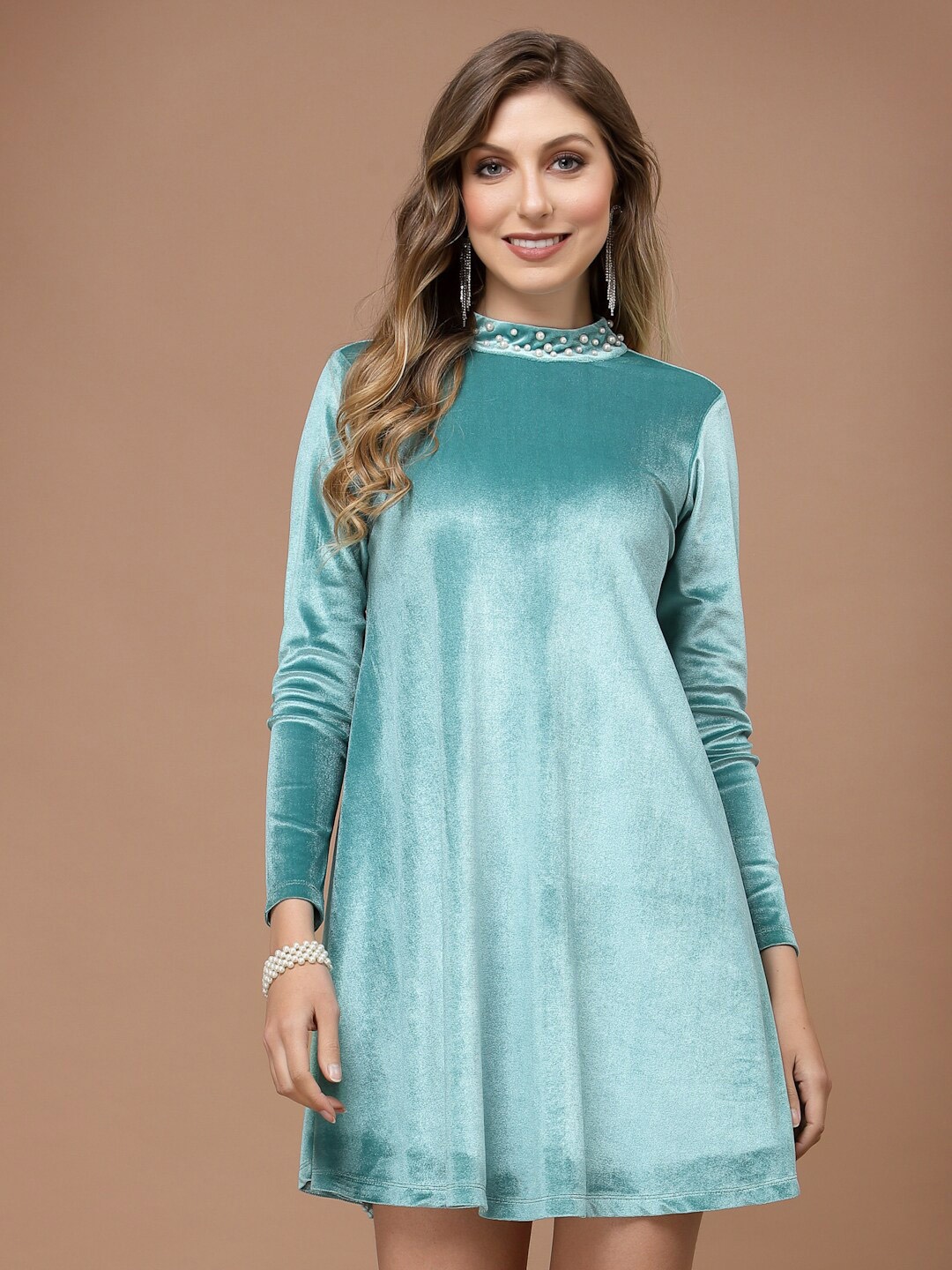 

KASSUALLY Velvet A-Line Dress, Blue