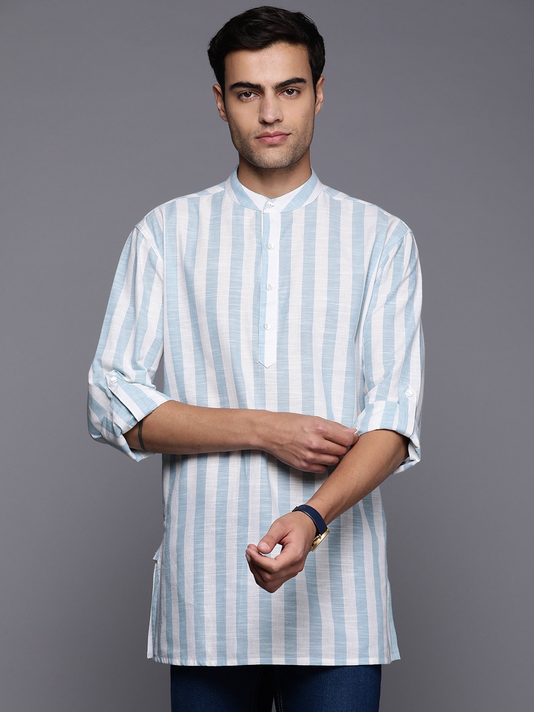 

Fabindia Pure Cotton Striped Kurta, Blue