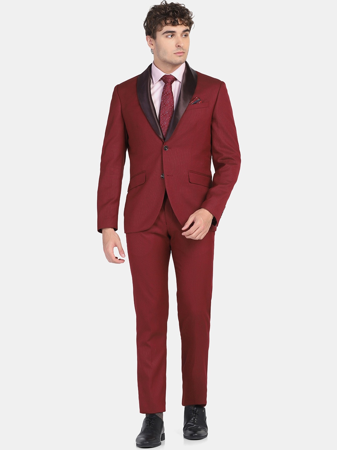 

Blackberrys Men Single Breasted Slim-Fit Two Piece Suit, Red