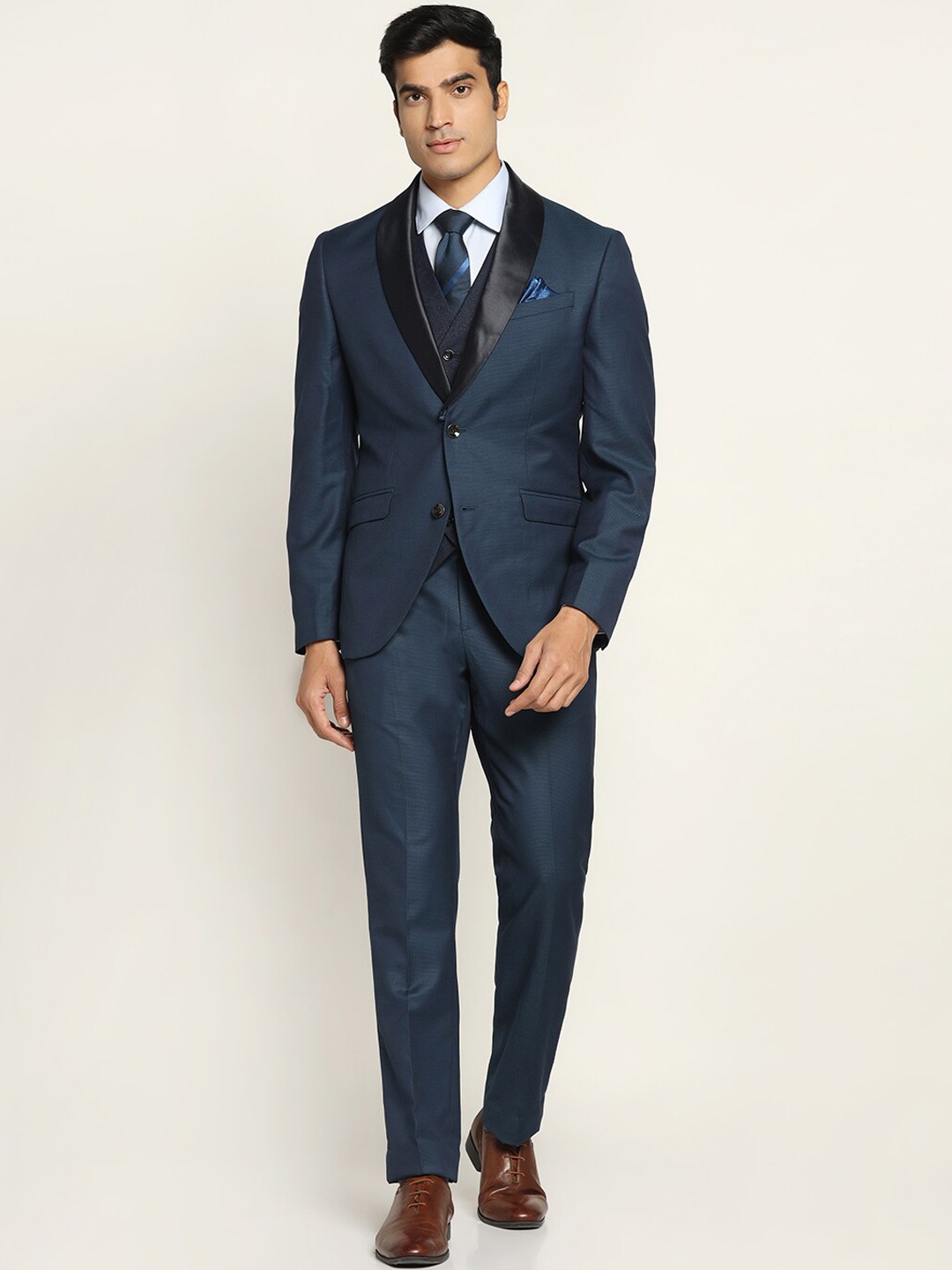 

Blackberrys Men Single-Breasted Slim-Fit 3-Piece Formal Suit, Navy blue