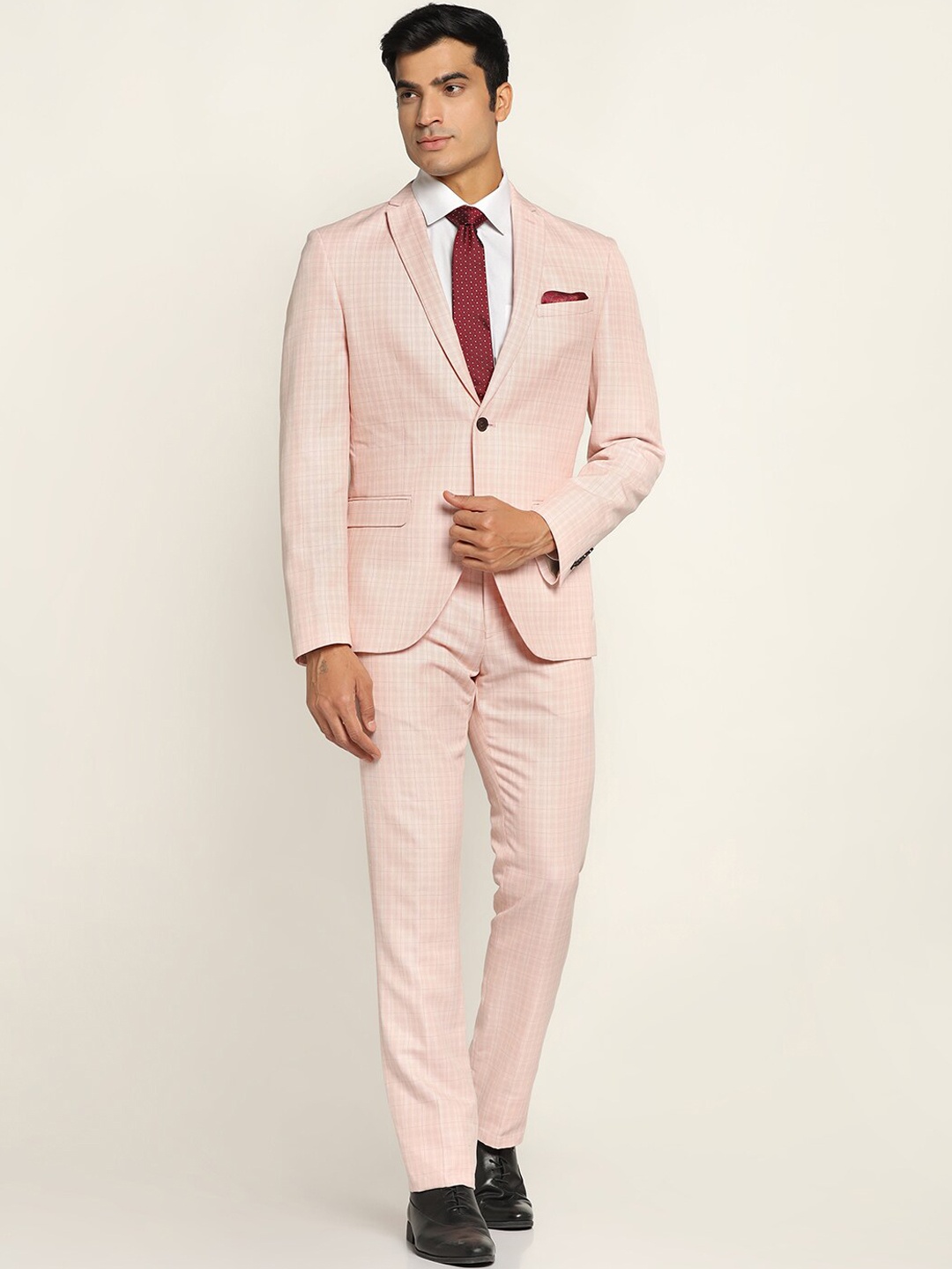 

Blackberrys Men Single-Breasted Slim-Fit 2-Piece Formal Suit, Pink