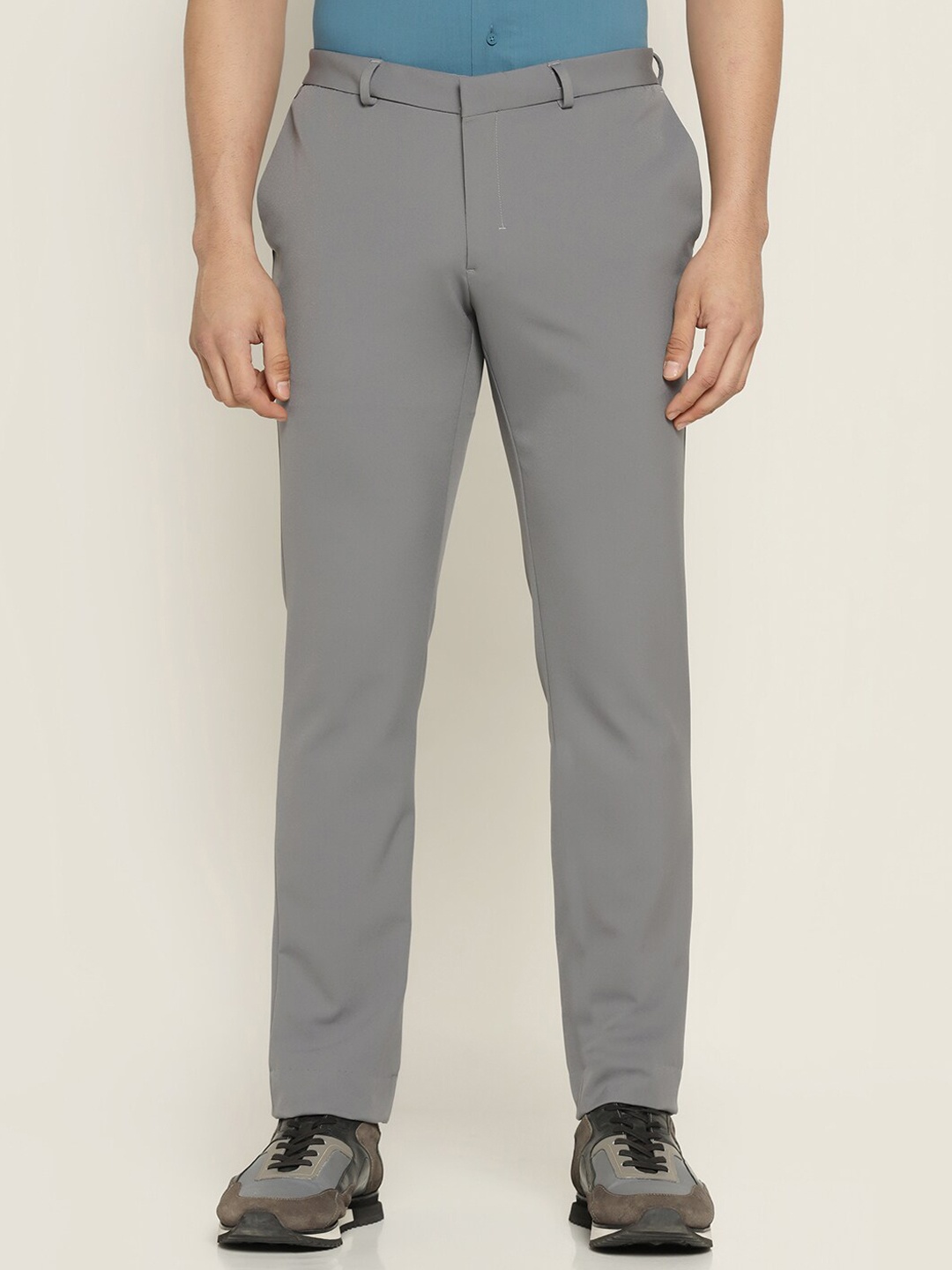 

Blackberrys TechPro Men Grey Solid Formal Trouser