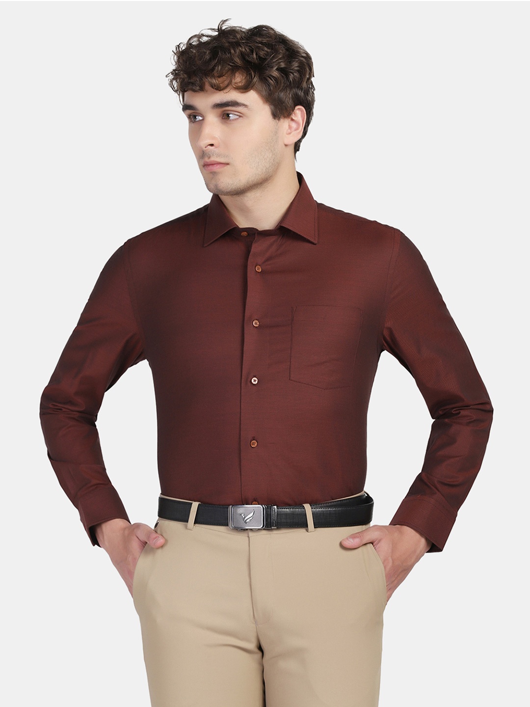 

Blackberrys Men Slim Fit Formal Pure Cotton Shirt, Rust