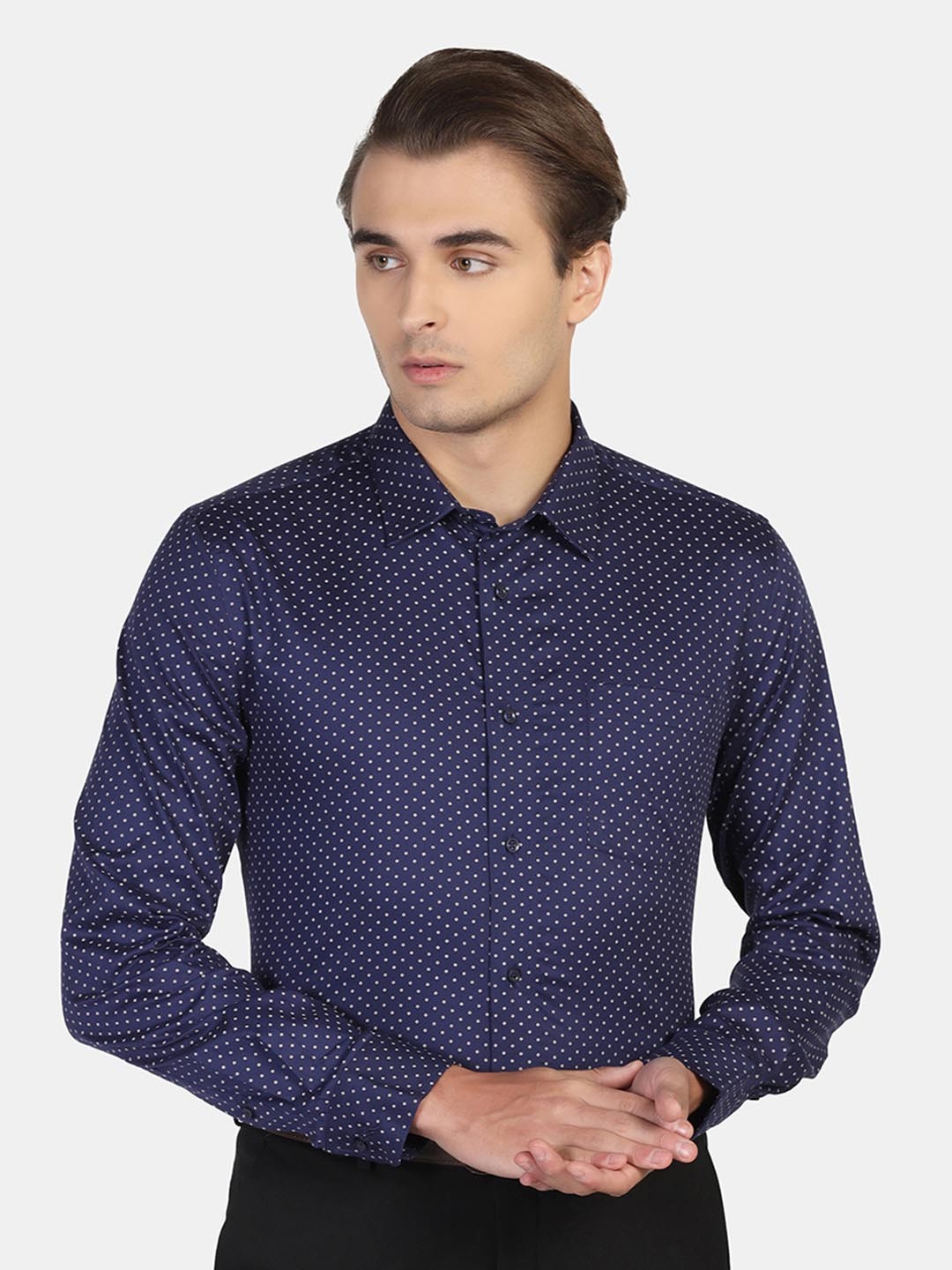 

Blackberrys Men Slim Fit Printed Formal Cotton Shirt, Blue