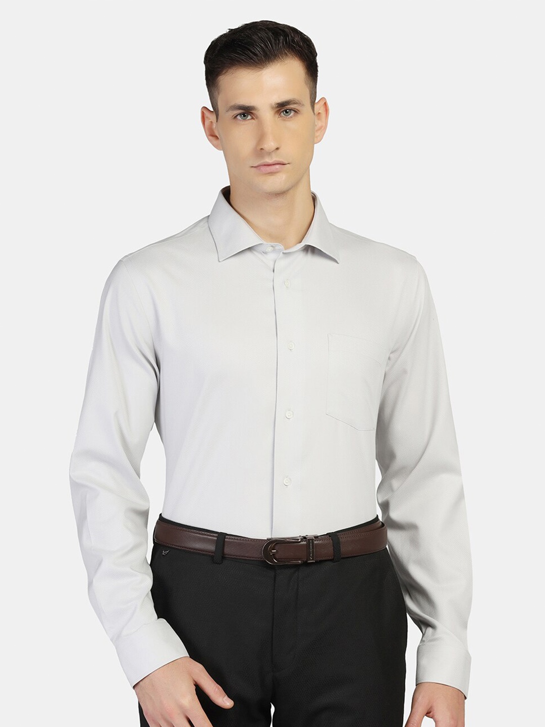 

Blackberrys Men Slim Fit Pure Cotton Formal Shirt, Grey
