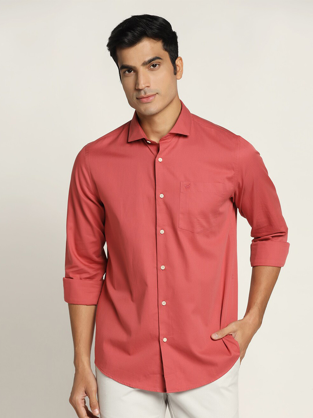 

Blackberrys Men Slim Fit Pure Cotton Casual Shirt, Red