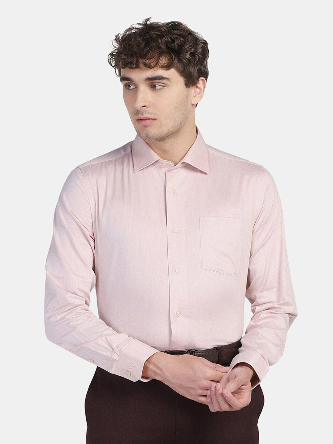 

Blackberrys Men Slim Fit Casual Cotton Shirt, Peach