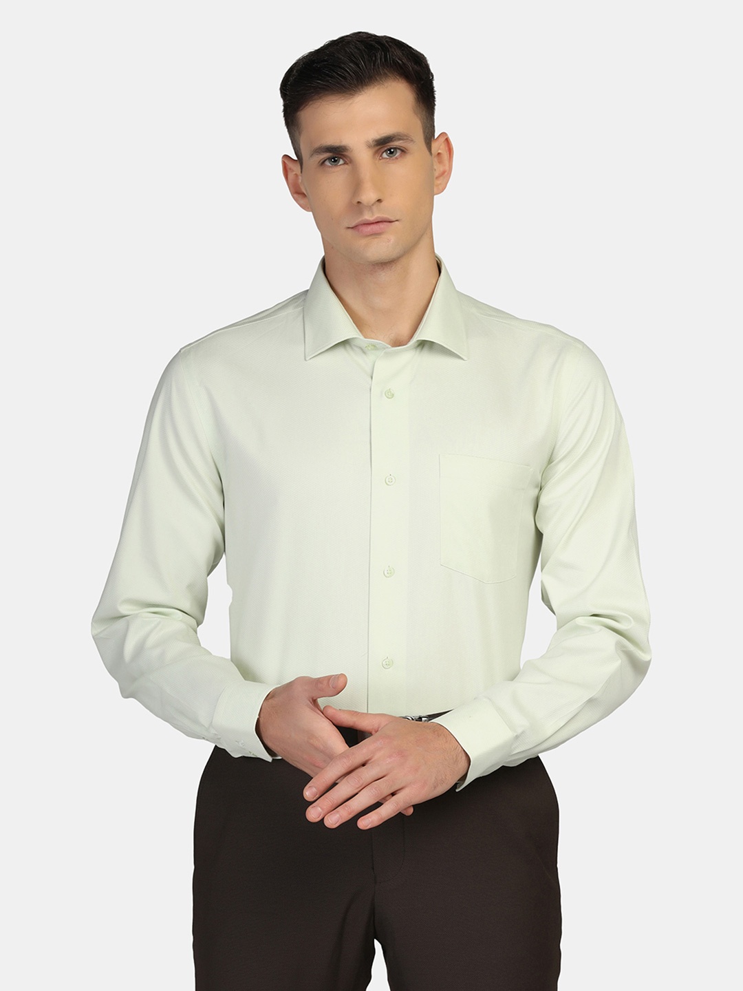 

Blackberrys Men Green Slim Fit Pure Cotton Formal Shirt