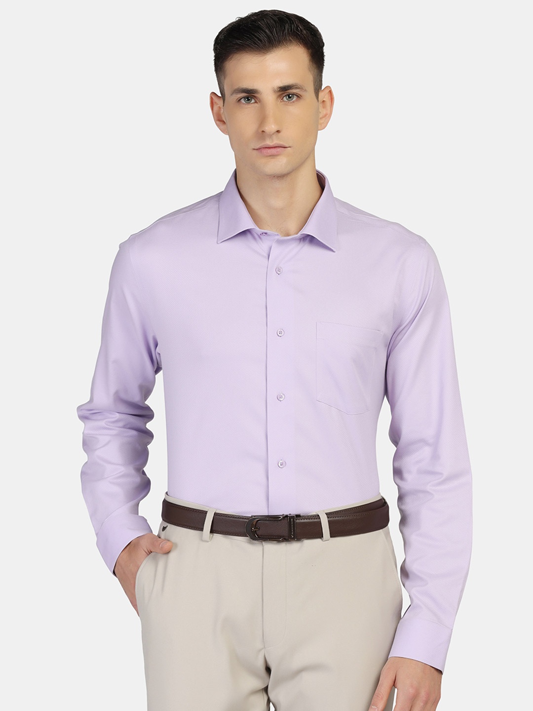 

Blackberrys Men Spread Collar Slim Fit Formal Cotton Shirt, Lavender