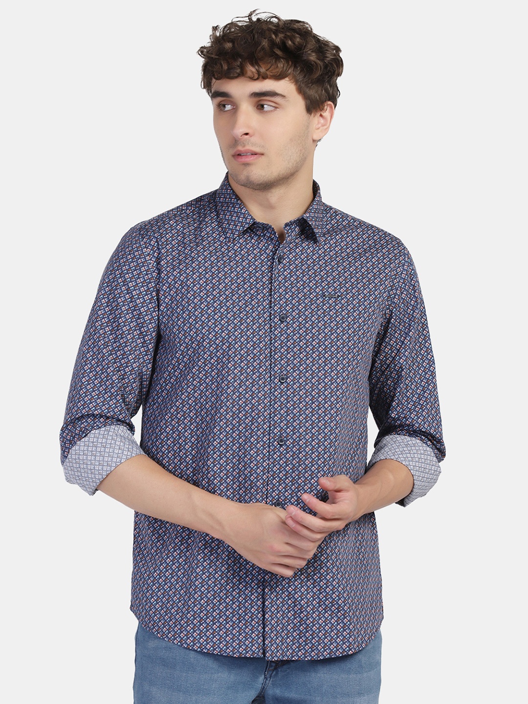 

Blackberrys Men Slim Fit Printed Casual Shirt, Navy blue