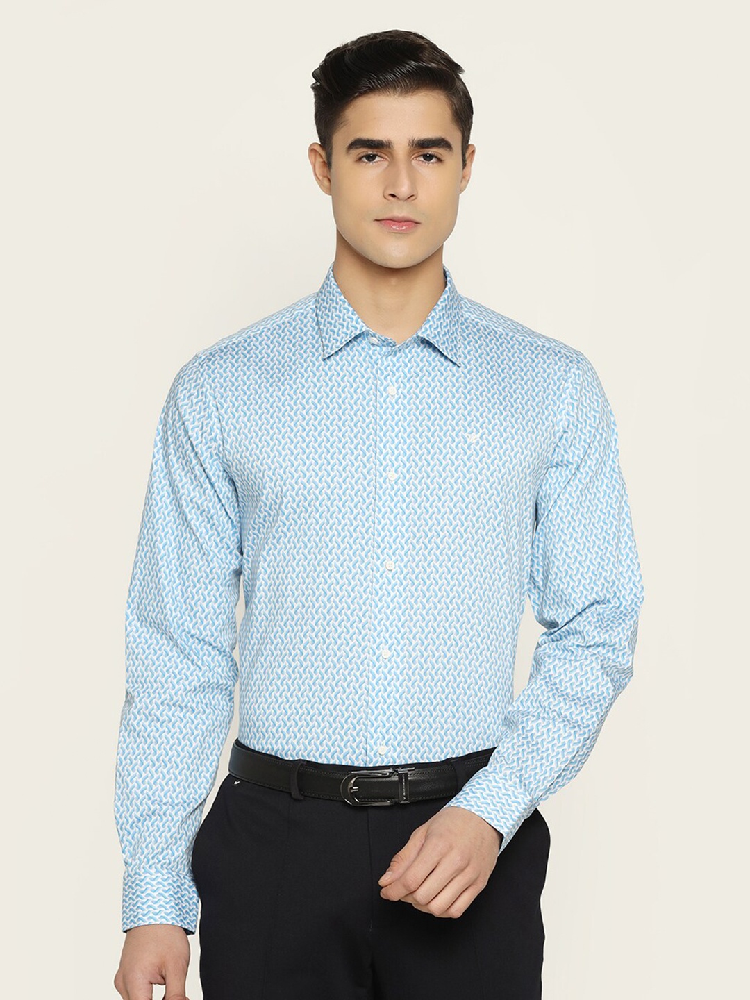 

Blackberrys TechPro Men Blue Printed Formal Shirts