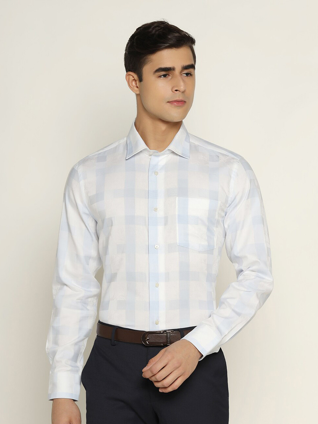 

Blackberrys Men Slim Fit Checked Casual Cotton Shirt, Blue
