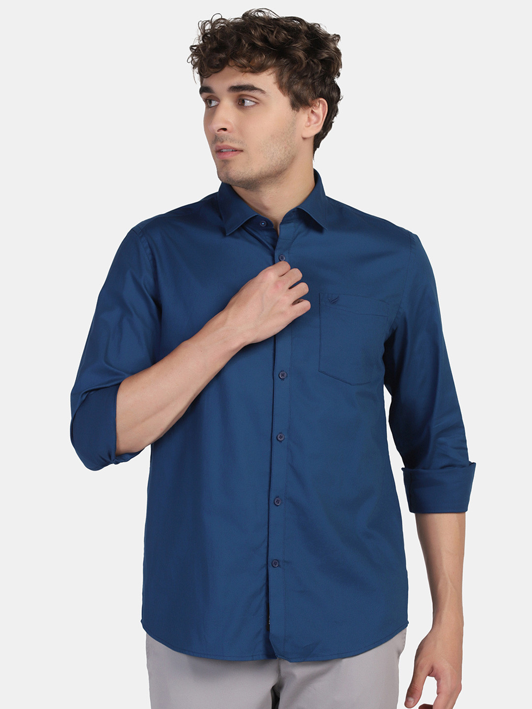 

Blackberrys Men Slim Fit Casual Cotton Shirt, Blue