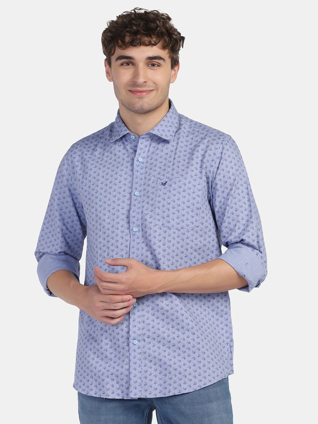 

Blackberrys Men Slim Fit Floral Printed Casual Shirt, Blue
