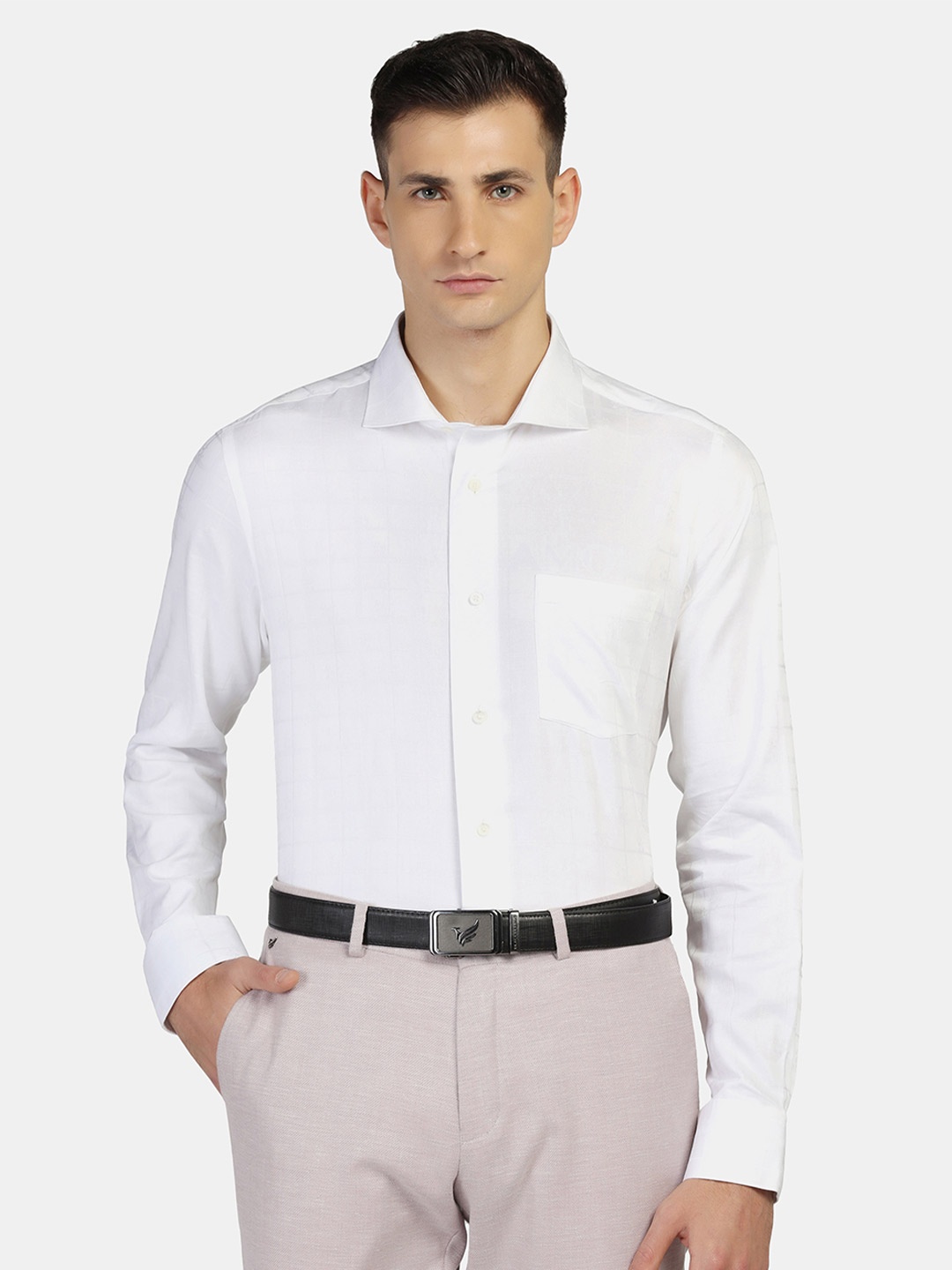 

Blackberrys Men Slim Fit Casual Cotton Shirt, White