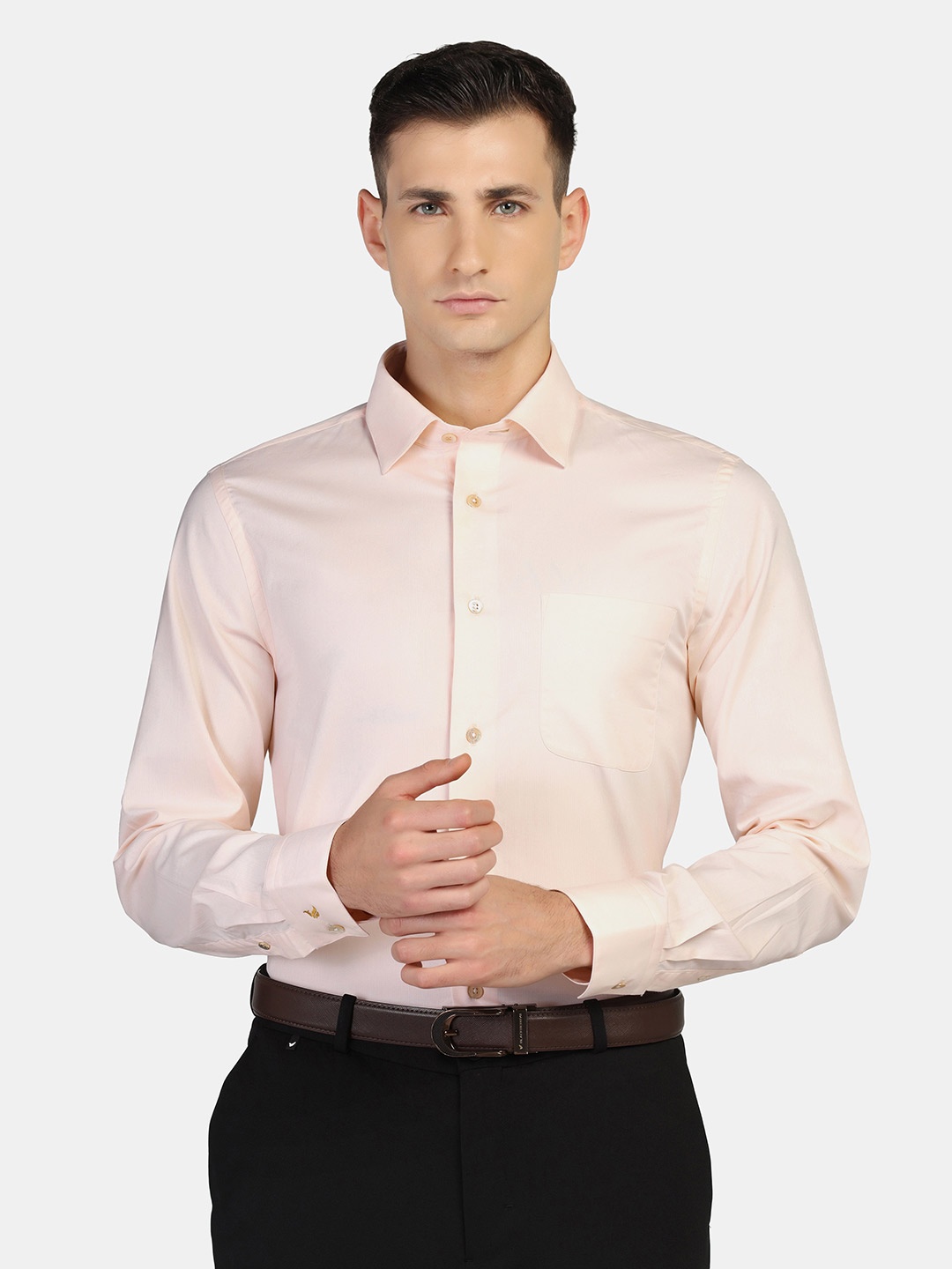 

Blackberrys Men Slim Fit Pure Cotton Formal Shirt, Yellow