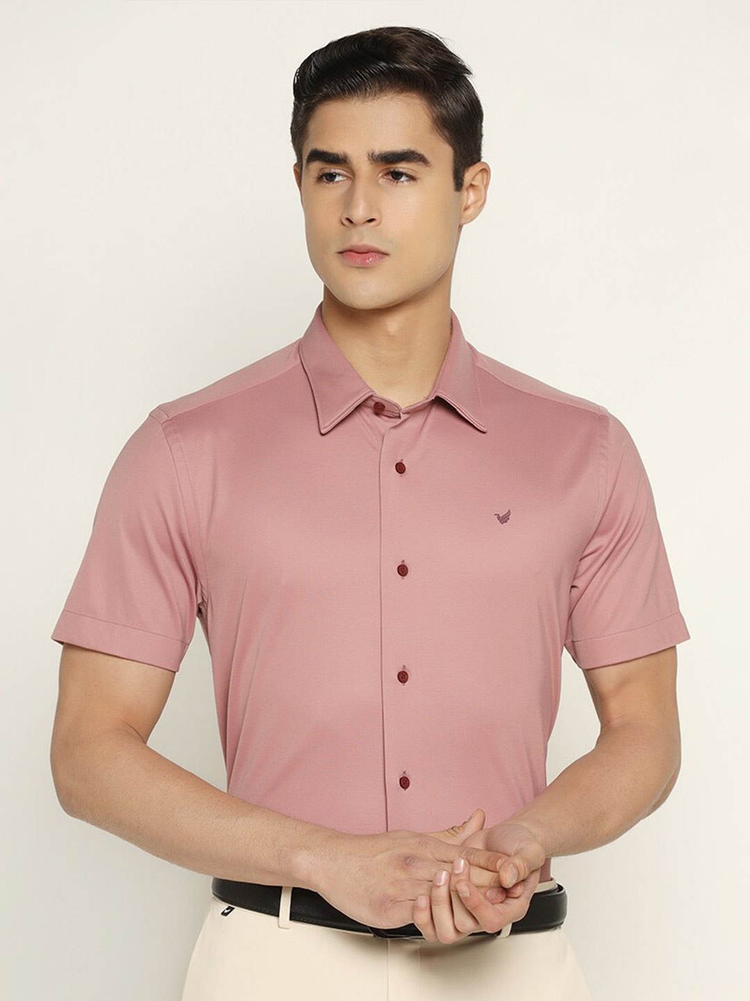 

Blackberrys TechPro Men Half Sleeve Pink Solid Formal Shirts