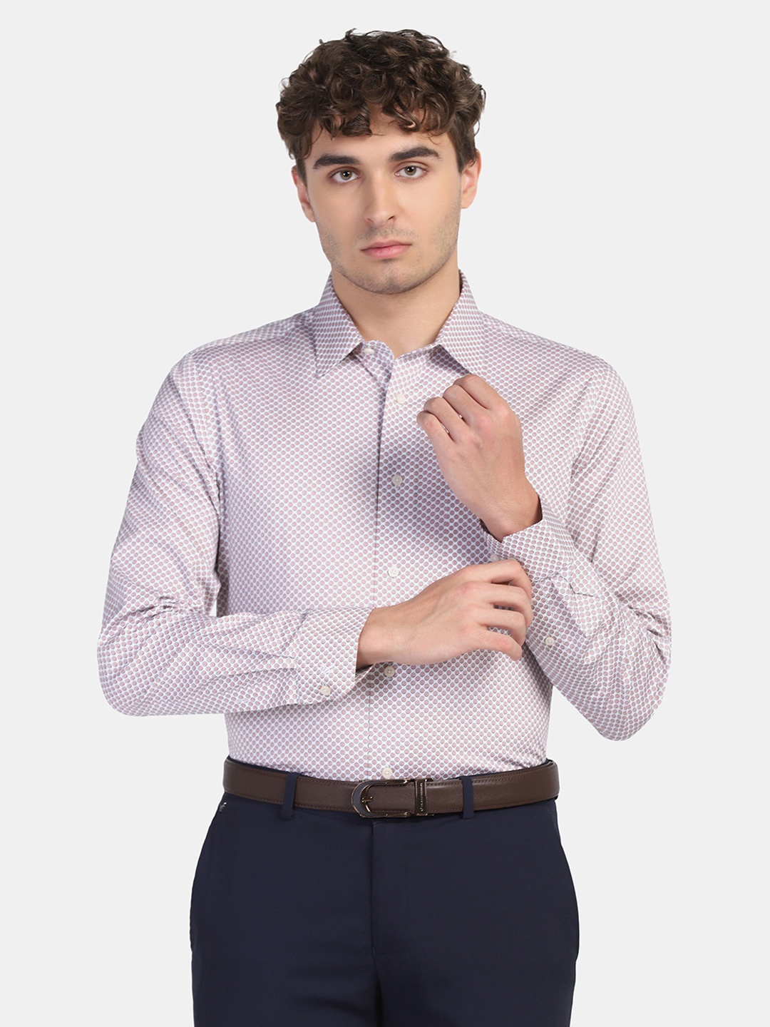 

Blackberrys Men'S White Printed Formal Slim Fit Wrinkle-Resistant Shirt