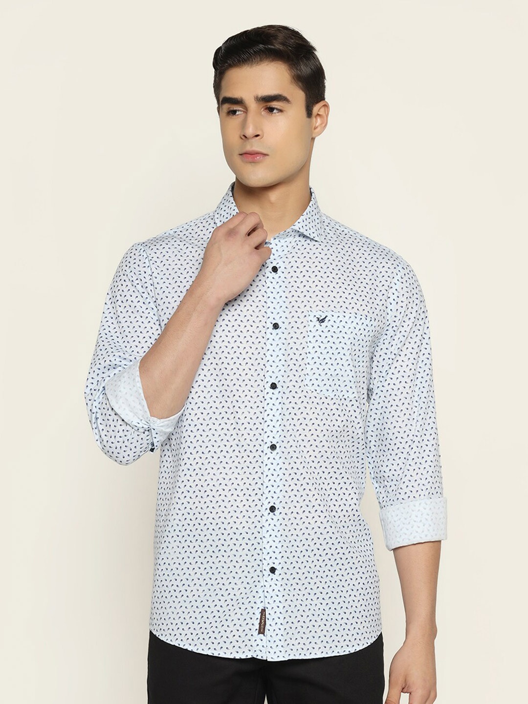 

Blackberrys Men Slim Fit Printed Casual Cotton Shirt, Blue