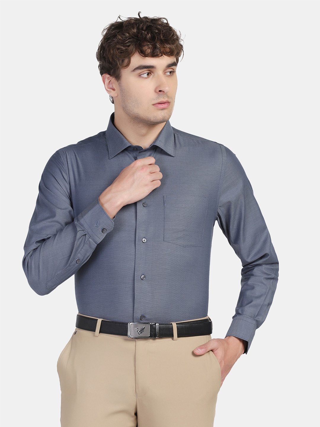 

Blackberrys Men Cotton Slim Fit Casual Shirt, Grey