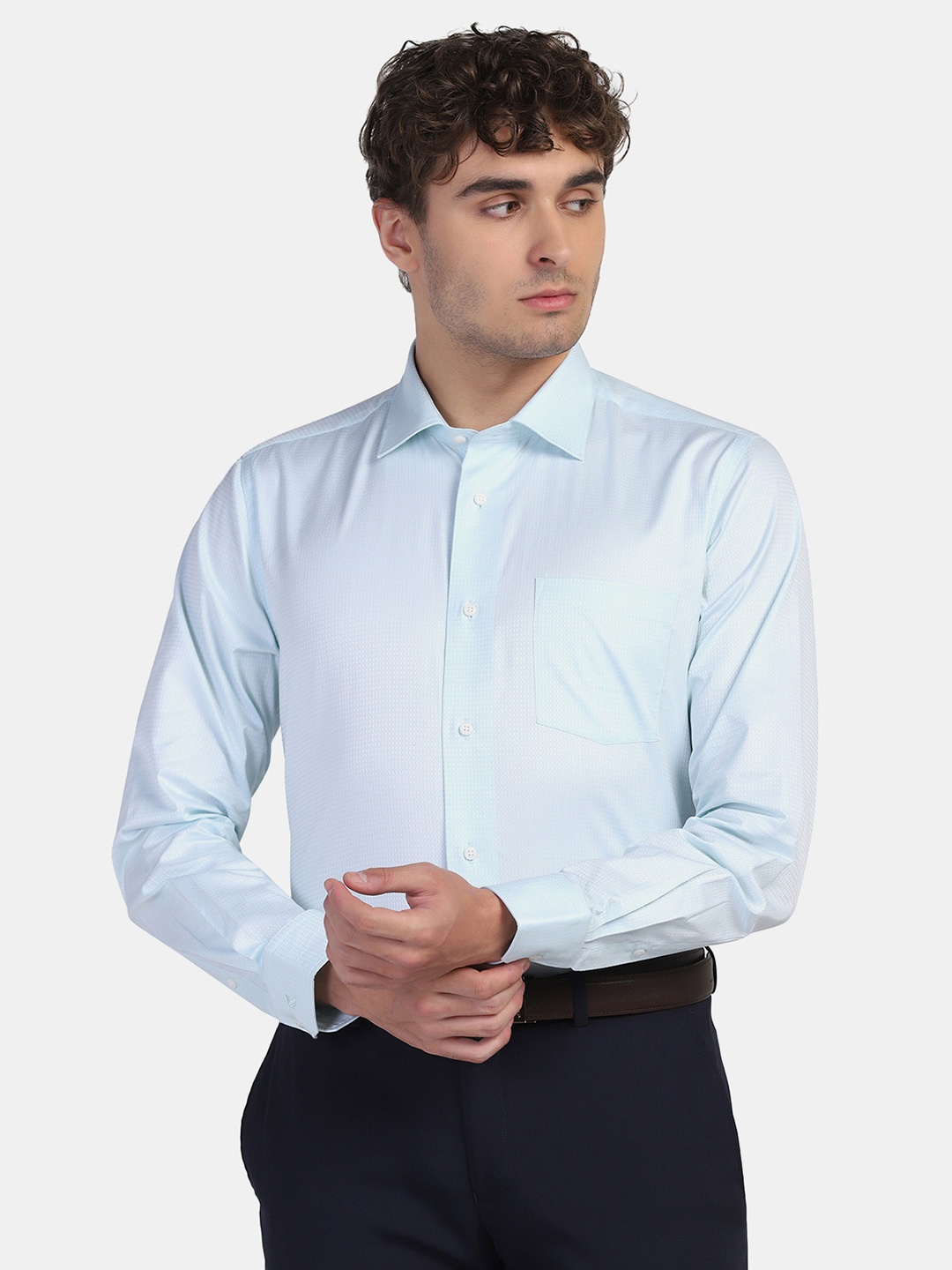 

Blackberrys Men Slim Fit Formal Cotton Shirt, Blue