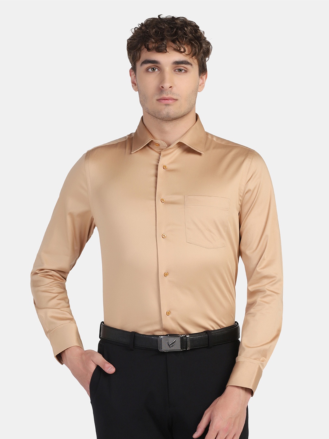 

Blackberrys Men Slim Fit Formal Cotton Shirt, Beige
