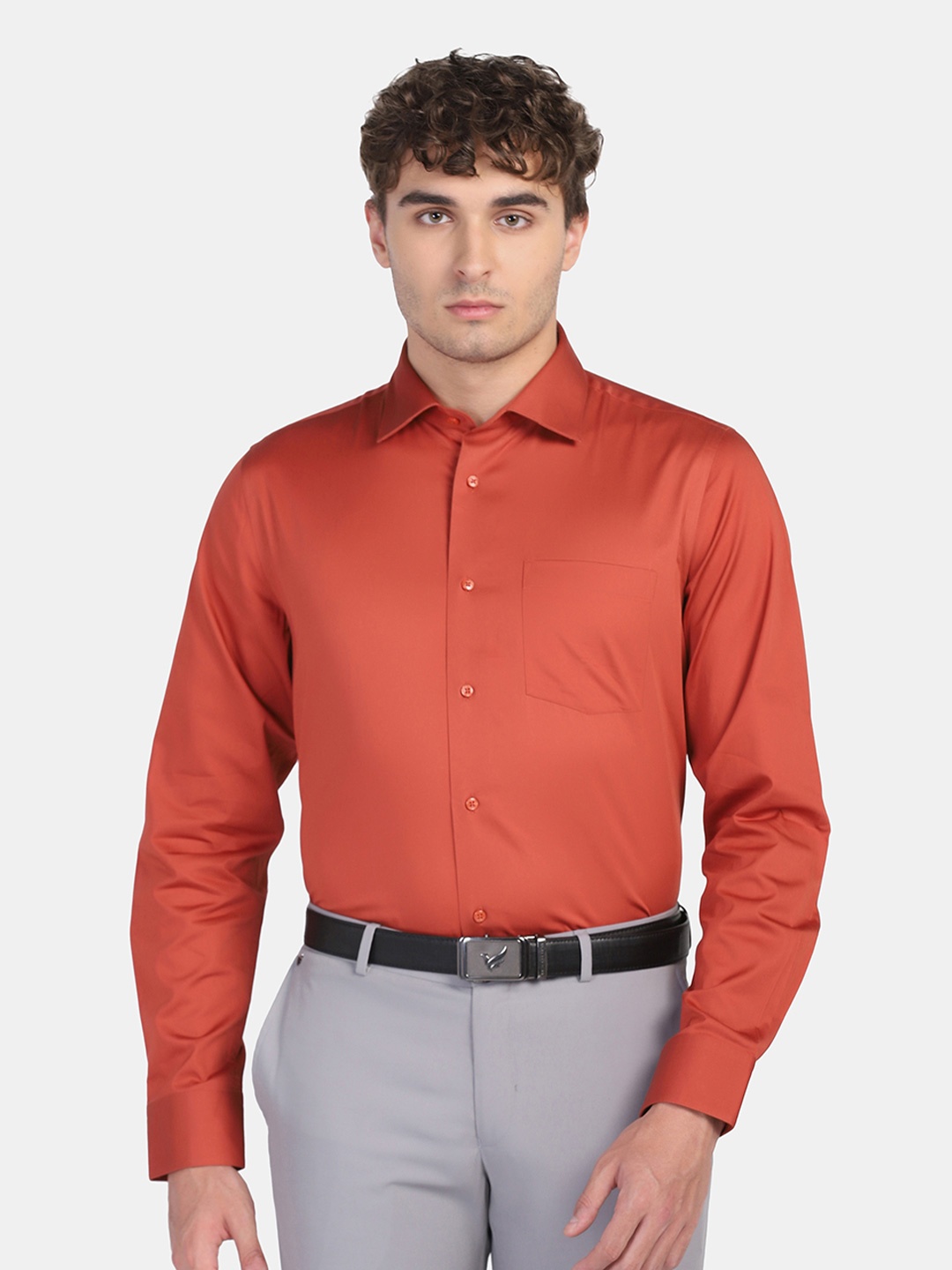 

Blackberrys Men Slim Fit Formal Pure Cotton Shirt, Rust
