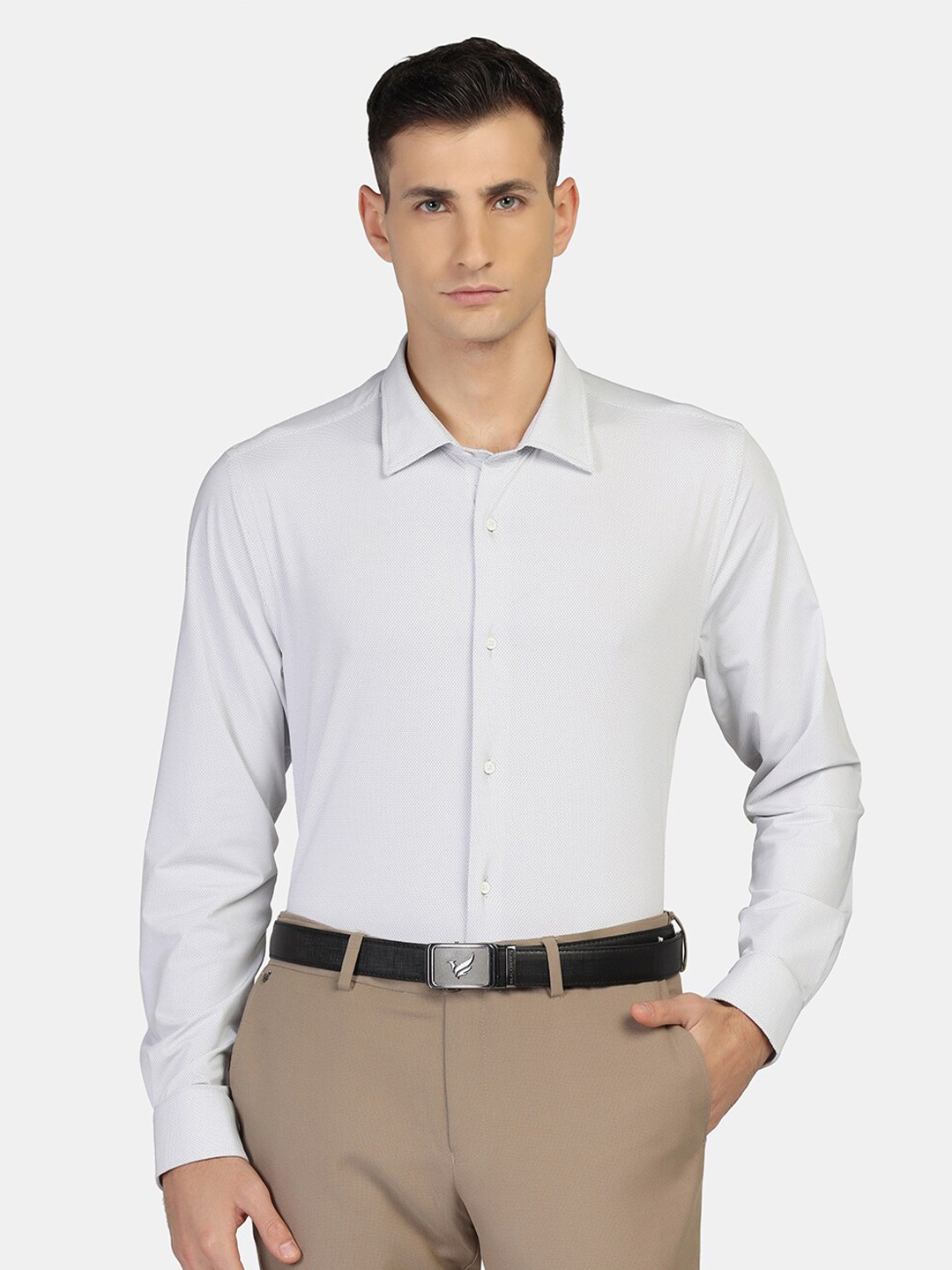 

Blackberrys TechPro Men White Textured Formal Shirts