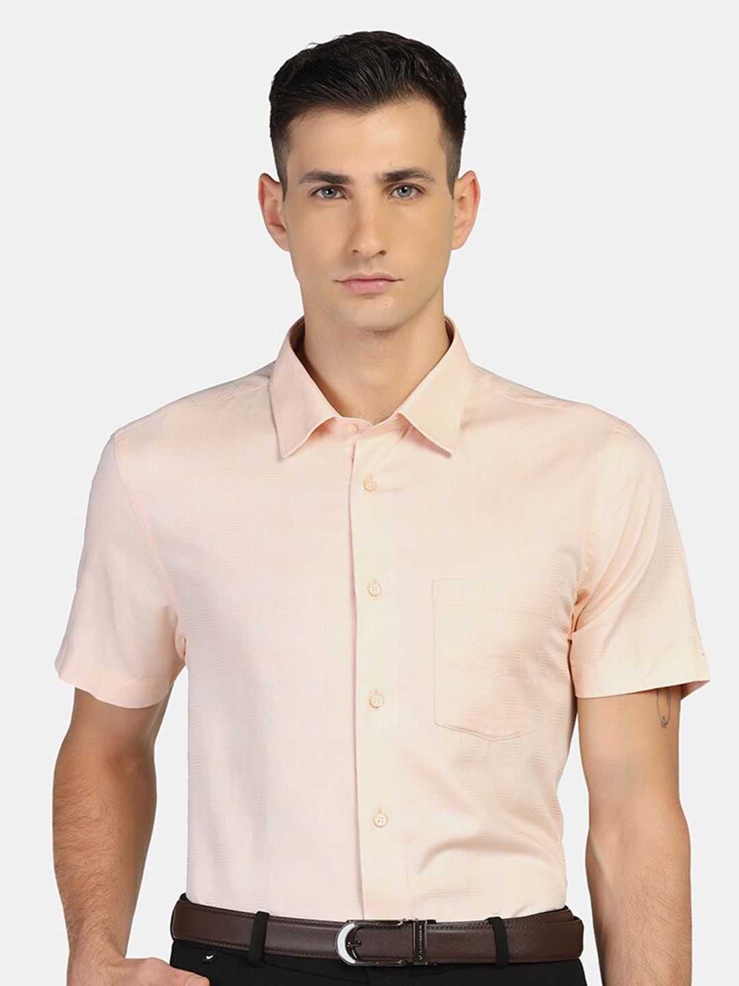 

Blackberrys Men Slim Fit Formal Cotton Shirt, Peach