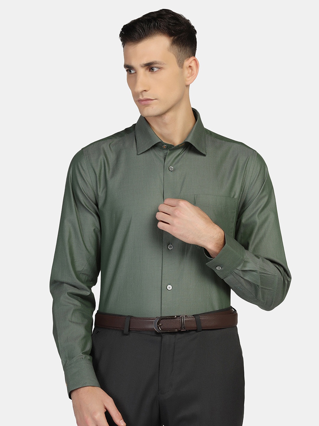 

Blackberrys Men Slim Fit Formal Cotton Shirt, Olive