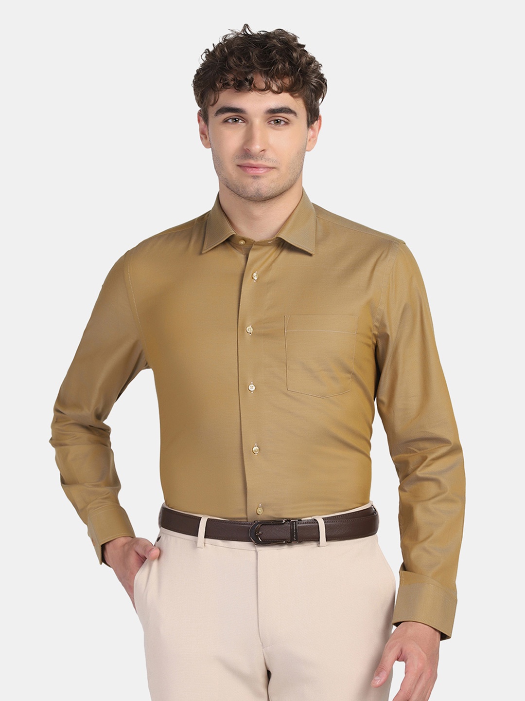 

Blackberrys Men Slim Fit Casual Pure Cotton Shirt, Beige