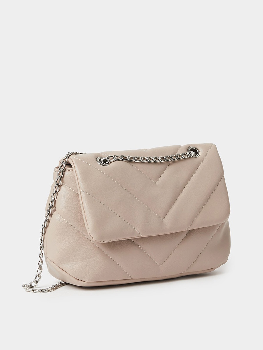 

Styli Structured Sling Bag with Quilted, Khaki