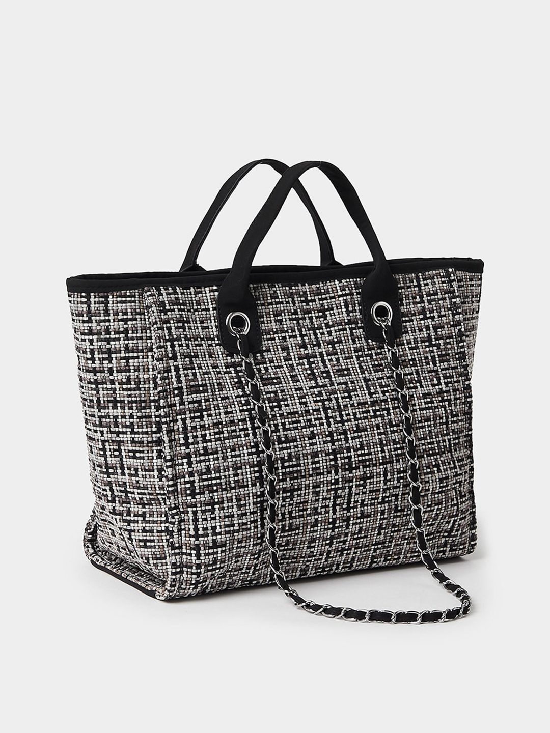 

Styli Tweed Shopper Tote Bag, Black