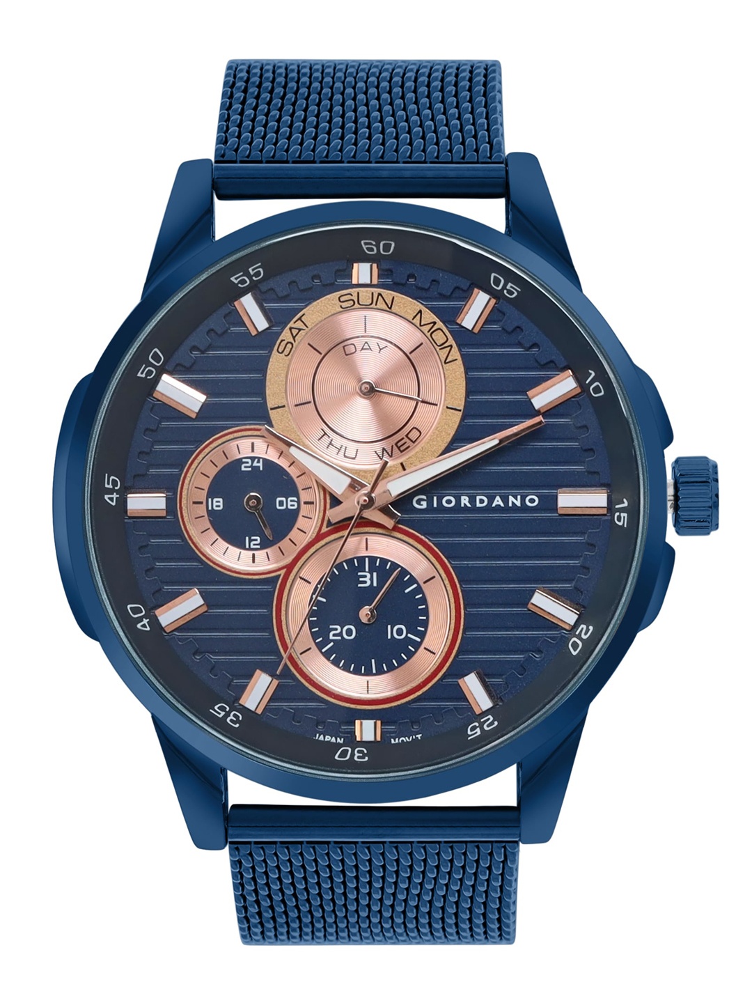 

GIORDANO Men Patterned Dial & Bracelet Style Straps Analogue Watch GZ-50030-11, Blue