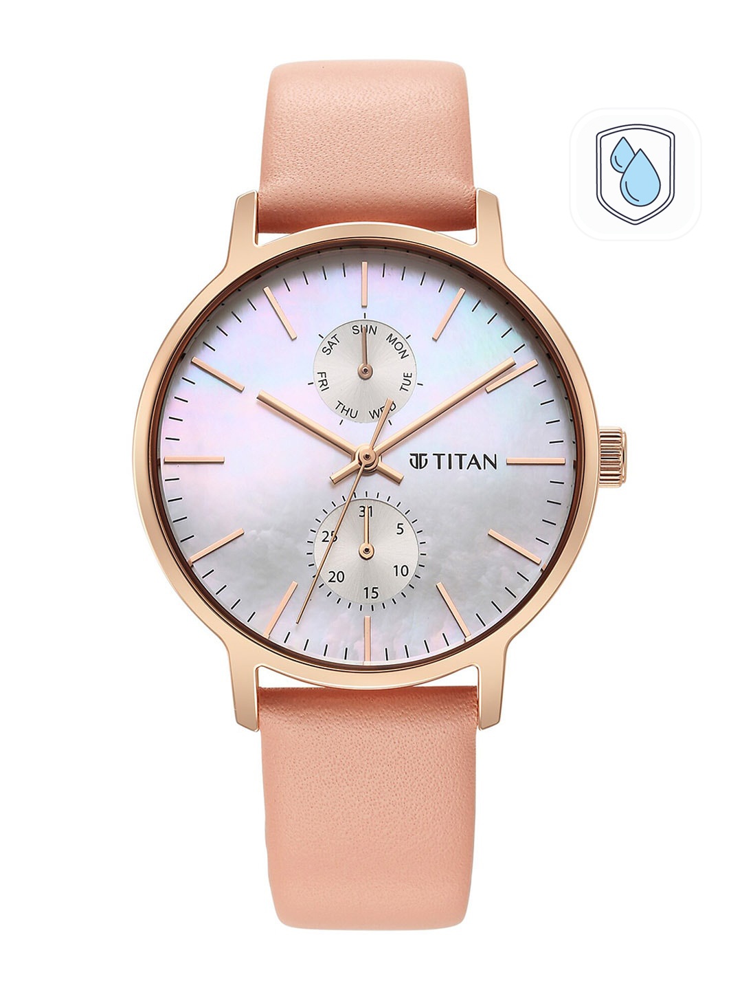 

Titan Women Leather Straps Analogue Watch 95143WL01-Rose Colour, Rose gold