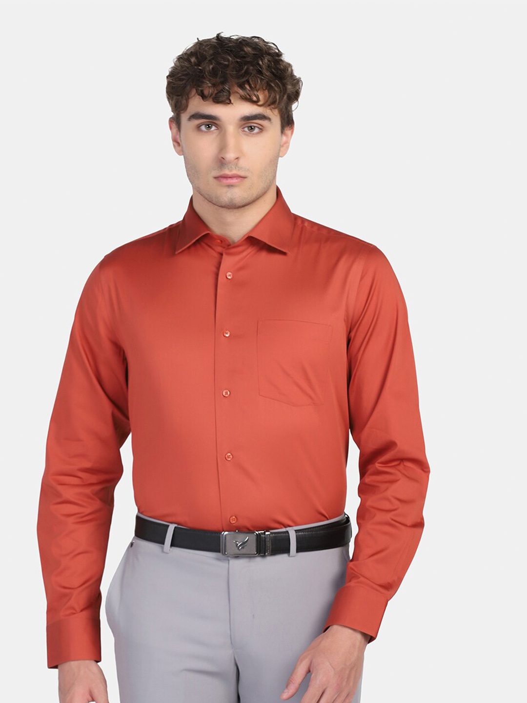 

Blackberrys Men Slim Fit Formal Cotton Shirt, Rust