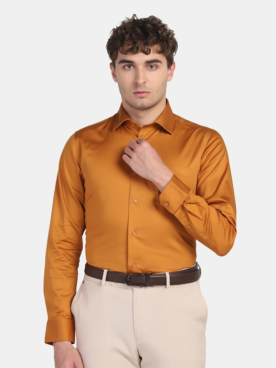 

Blackberrys Men Slim Fit Formal Cotton Shirt, Brown