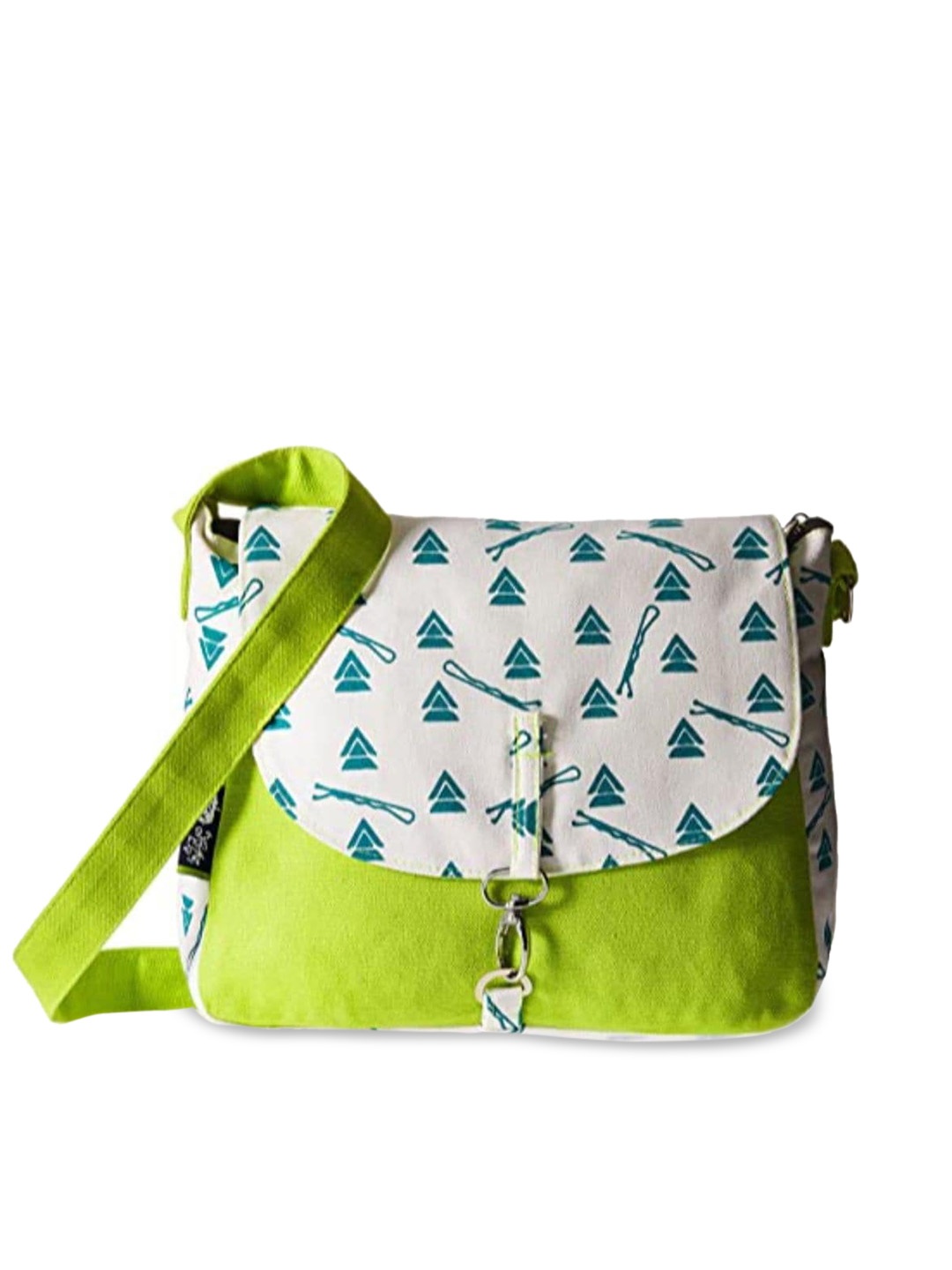 

Kanvas Katha Printed Structured Sling Bag, Green