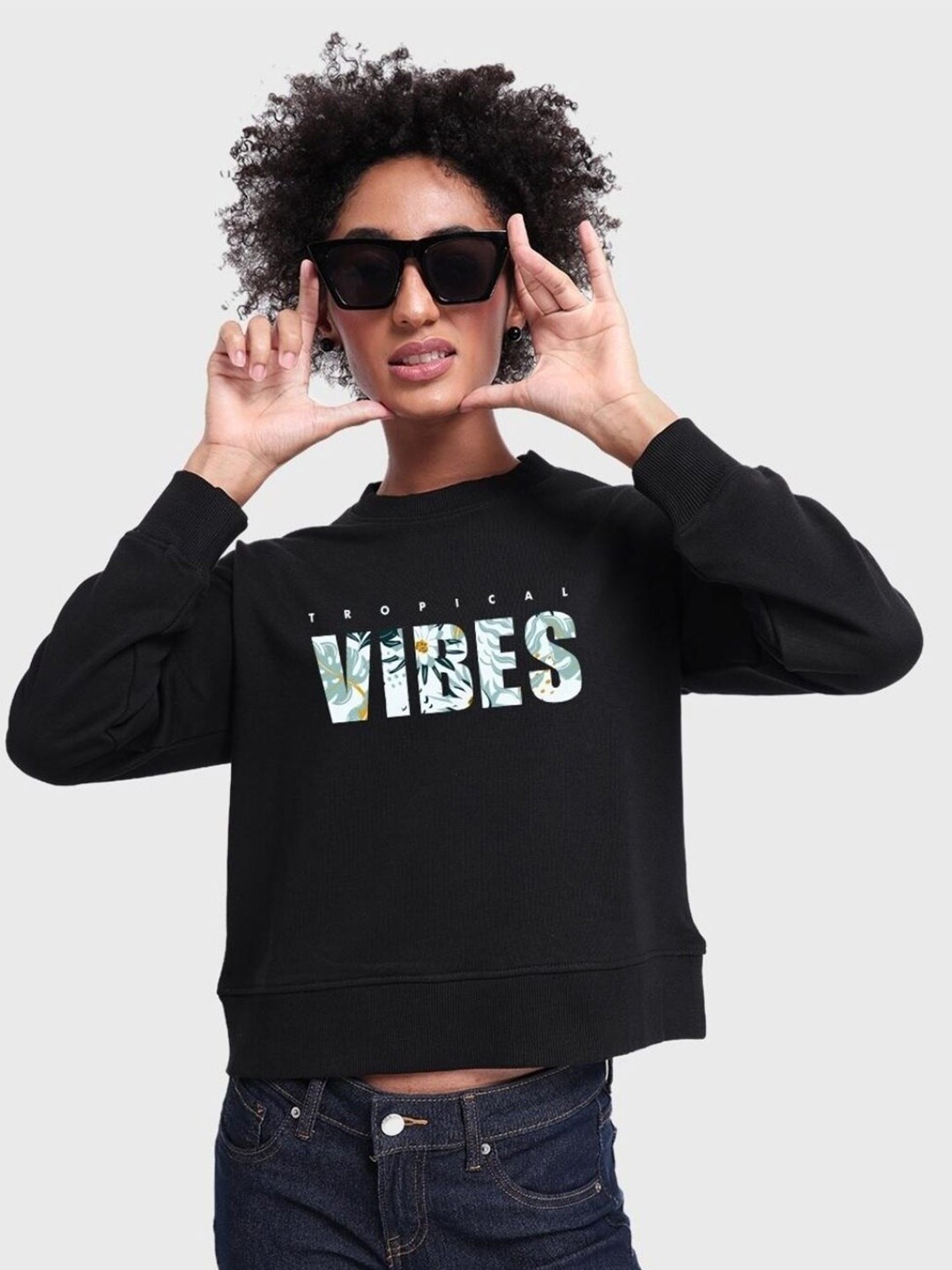 

Bewakoof Typography Printed Oversized Sweatshirt, Black