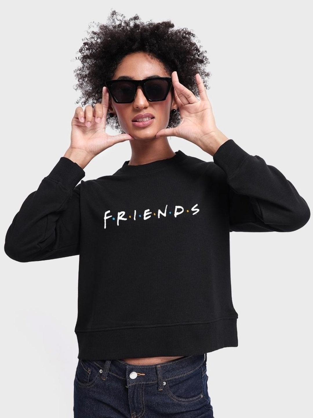 

Bewakoof Women Typography Printed Round Neck Fleece Oversized Sweatshirt, Black