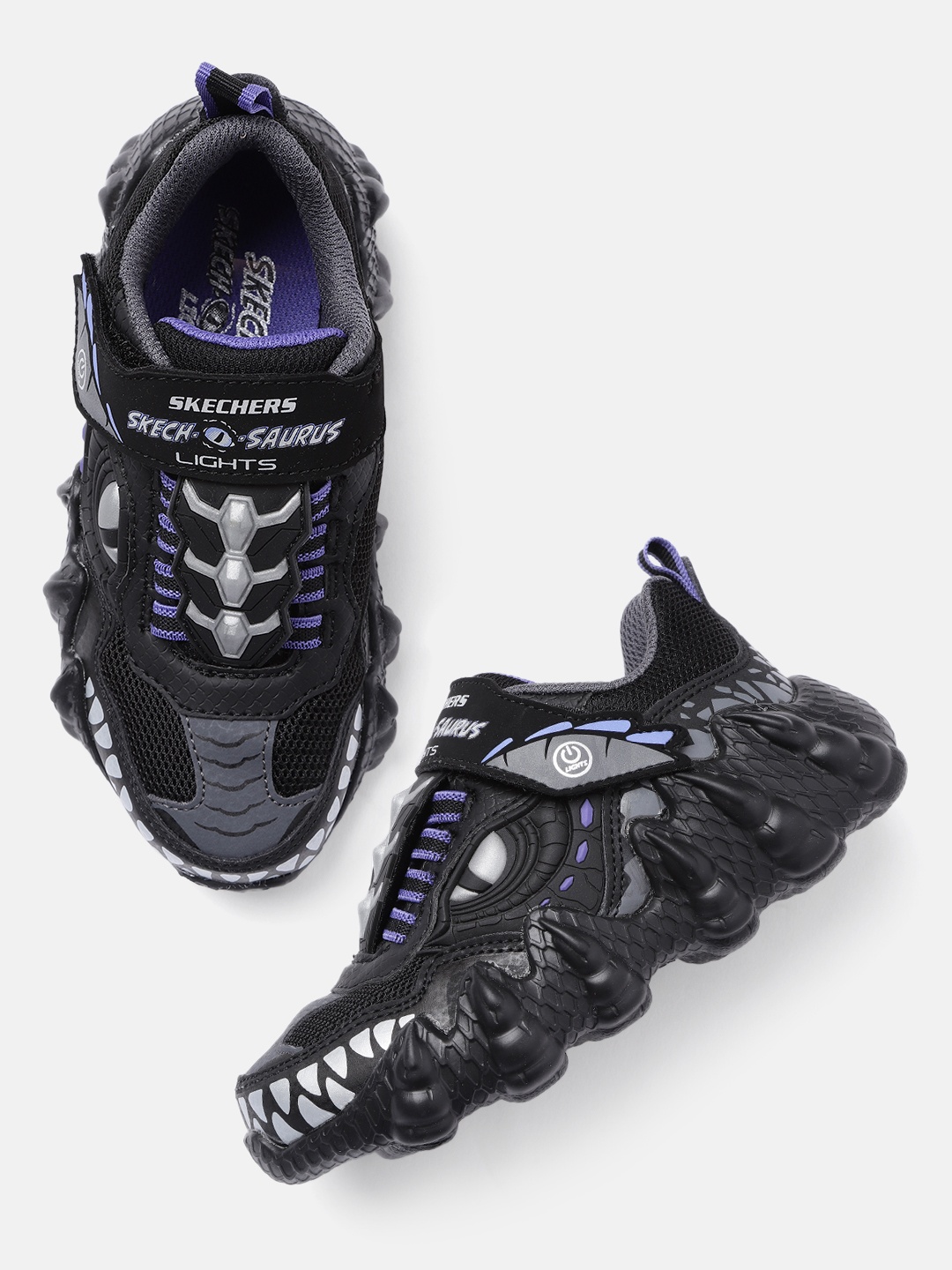 

Skechers Boys Saurus Lights Dino Sneakers, Black