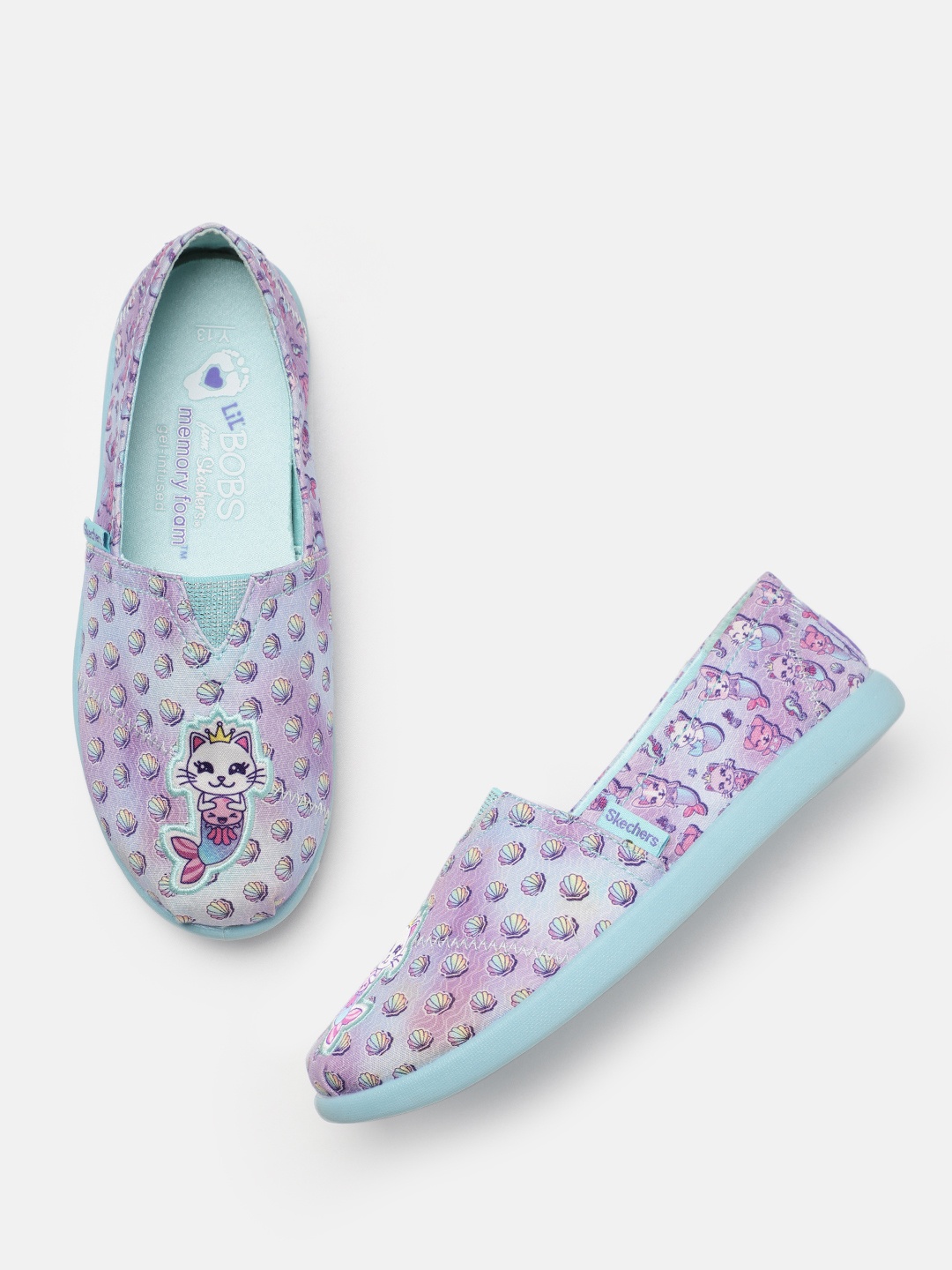 

Skechers Girls Shell Friends Printed Slip-On Sneakers, Lavender