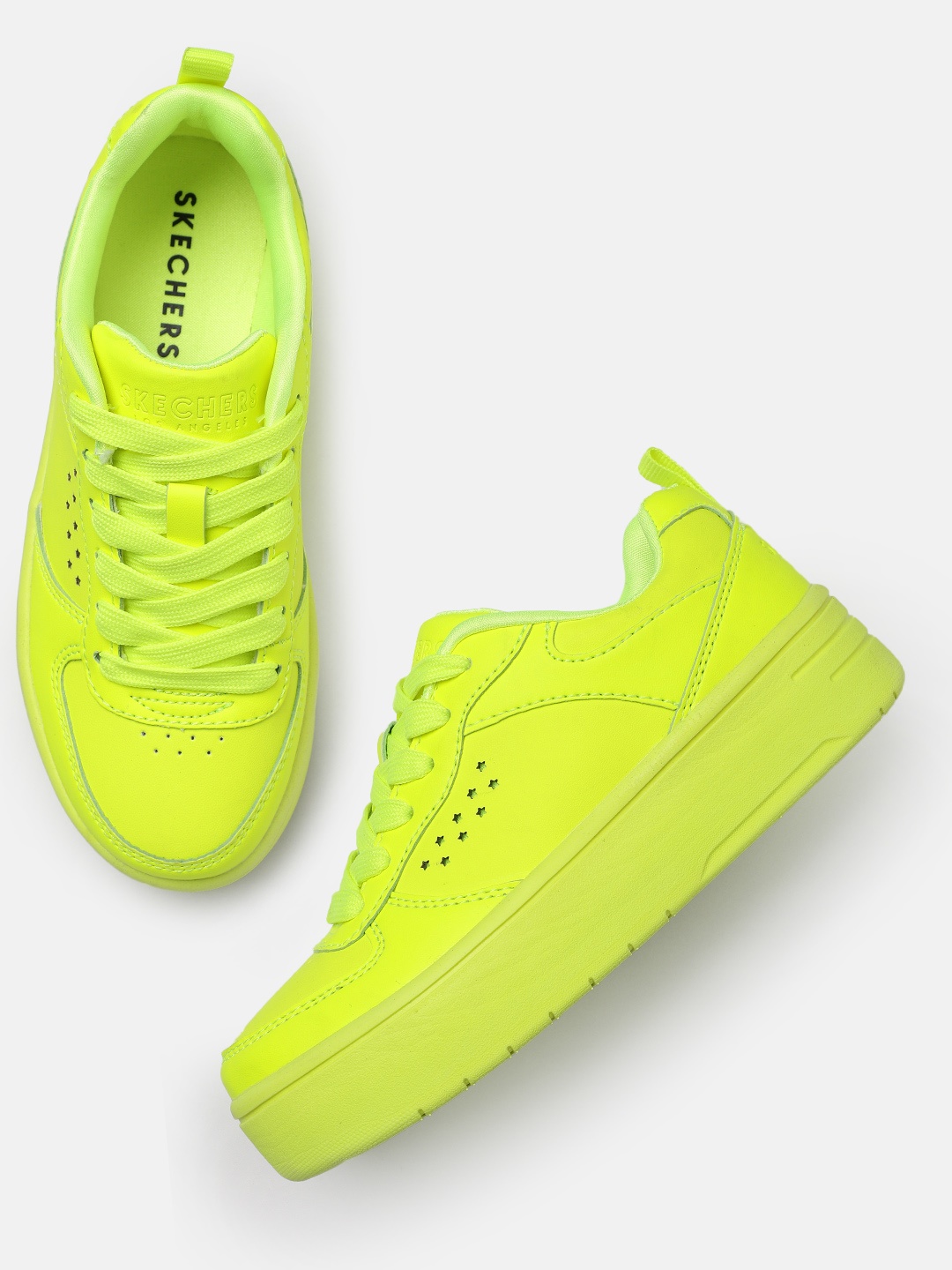 

Skechers Girls COURT HIGH - COLOR ZONE Perforated Sneakers, Fluorescent green