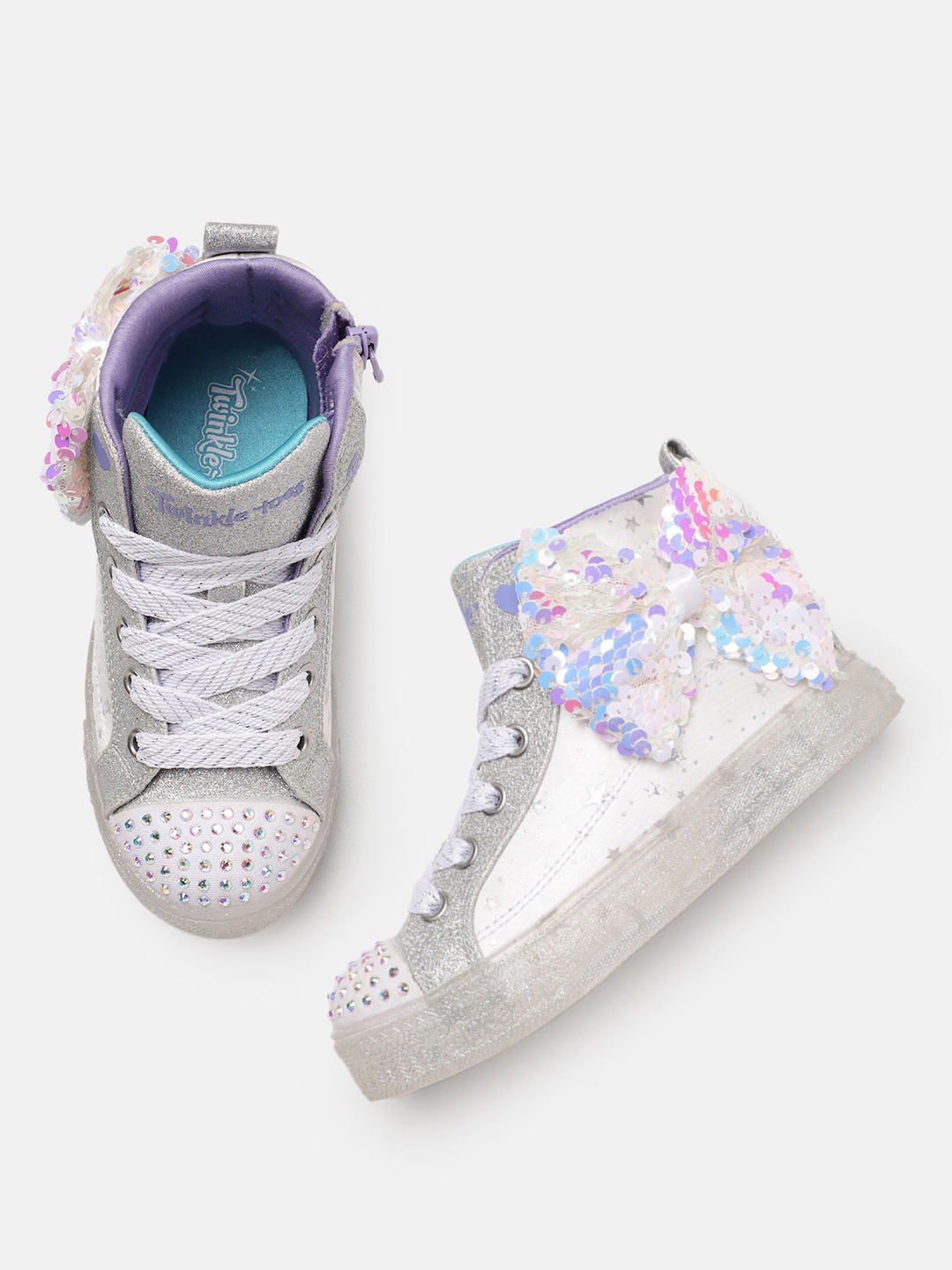 

Skechers Girls Stars Printed LED Sneakers, White