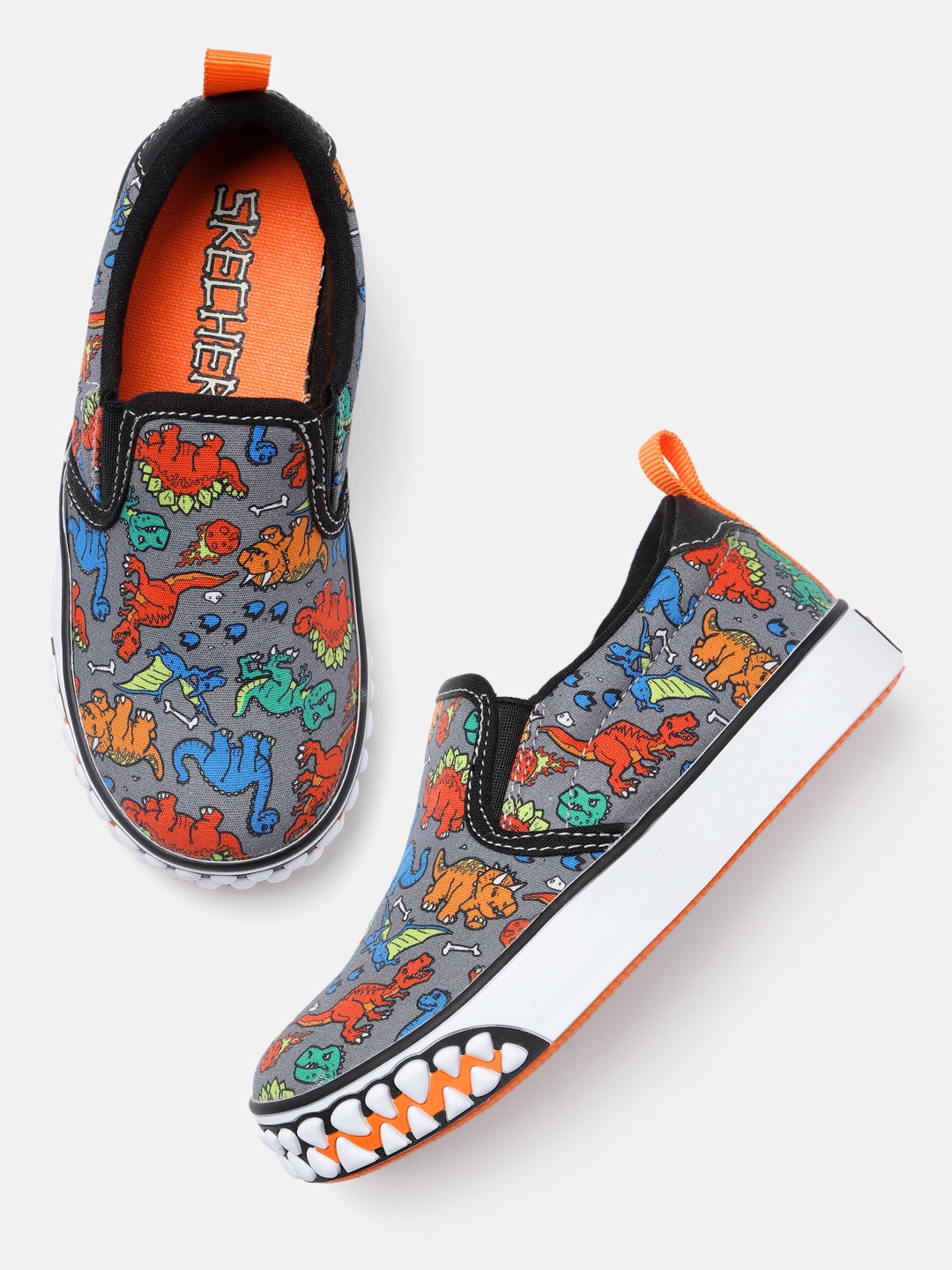 

Skechers Boys Growlers Printed Non-Marking Slip-On Sneakers, Multi