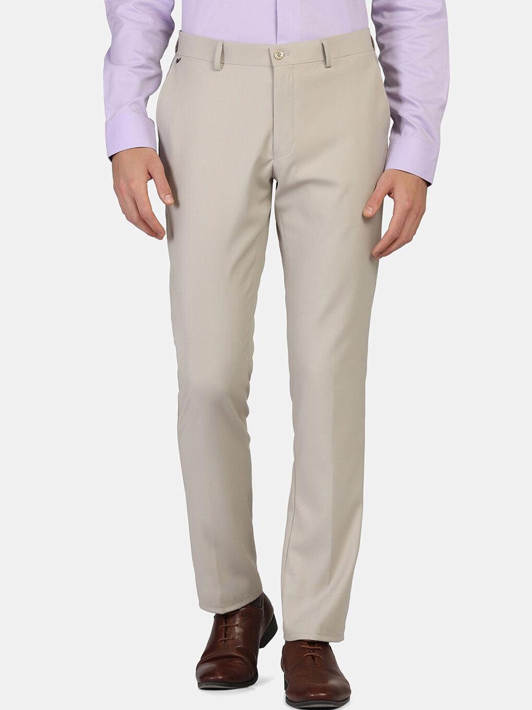 

Blackberrys Men Slim Fit Formal Trousers, Beige