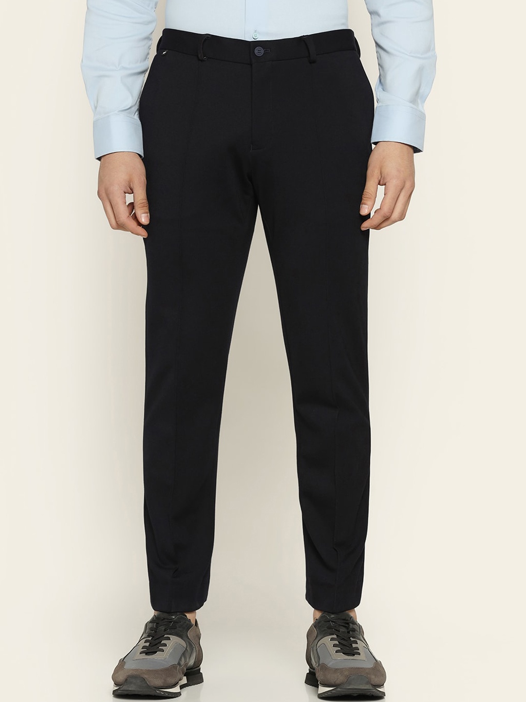

Blackberrys TechPro Men Navy Striped Formal Trouser, Navy blue
