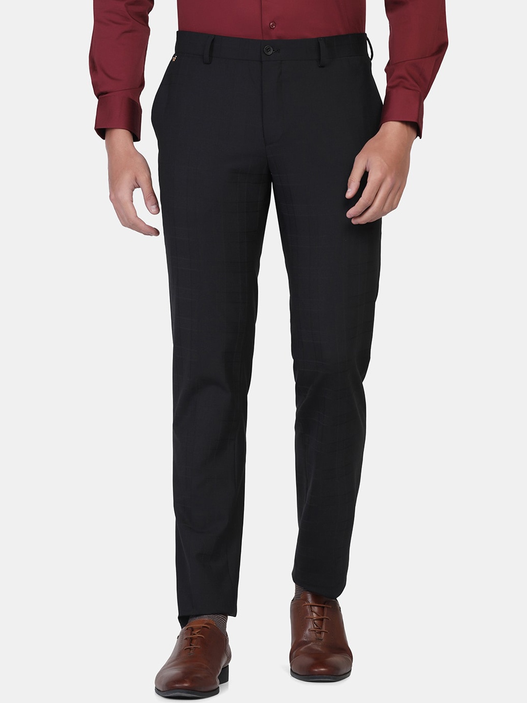 

Blackberrys Men Slim Fit Wool Trousers, Black